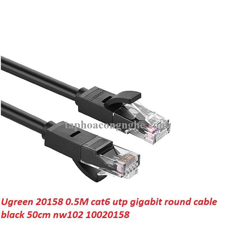 Ugreen 20158 0.5M màu đen cáp mạng cat6 utp gigabit nw102 30020158